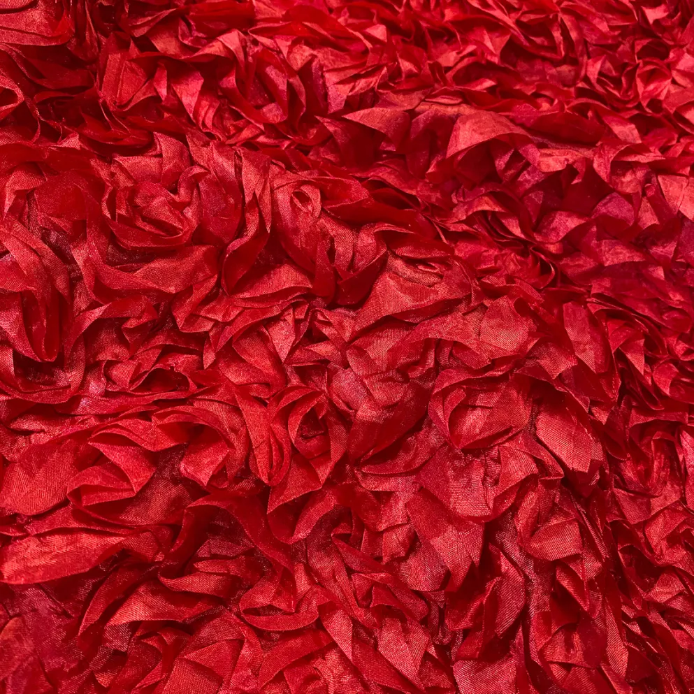Curly Satin (w/ Poly Lining) Table Napkin in Red