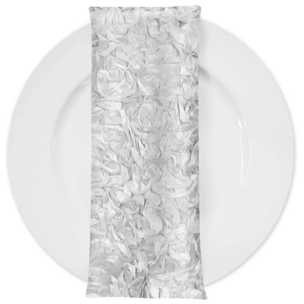 Curly Satin (w/ Poly Lining) Table Napkin in White