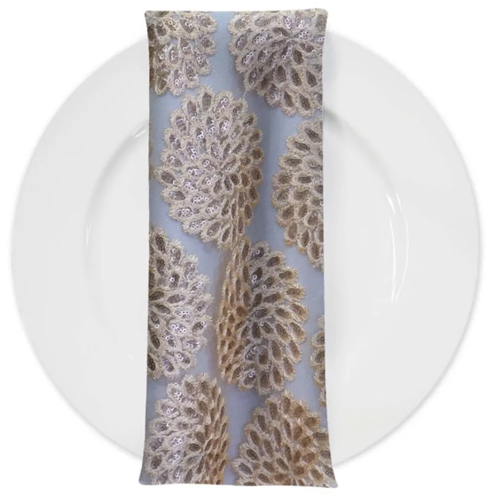 Dahlia Sequins (w/ Poly Lining) Table Napkin in Champagne