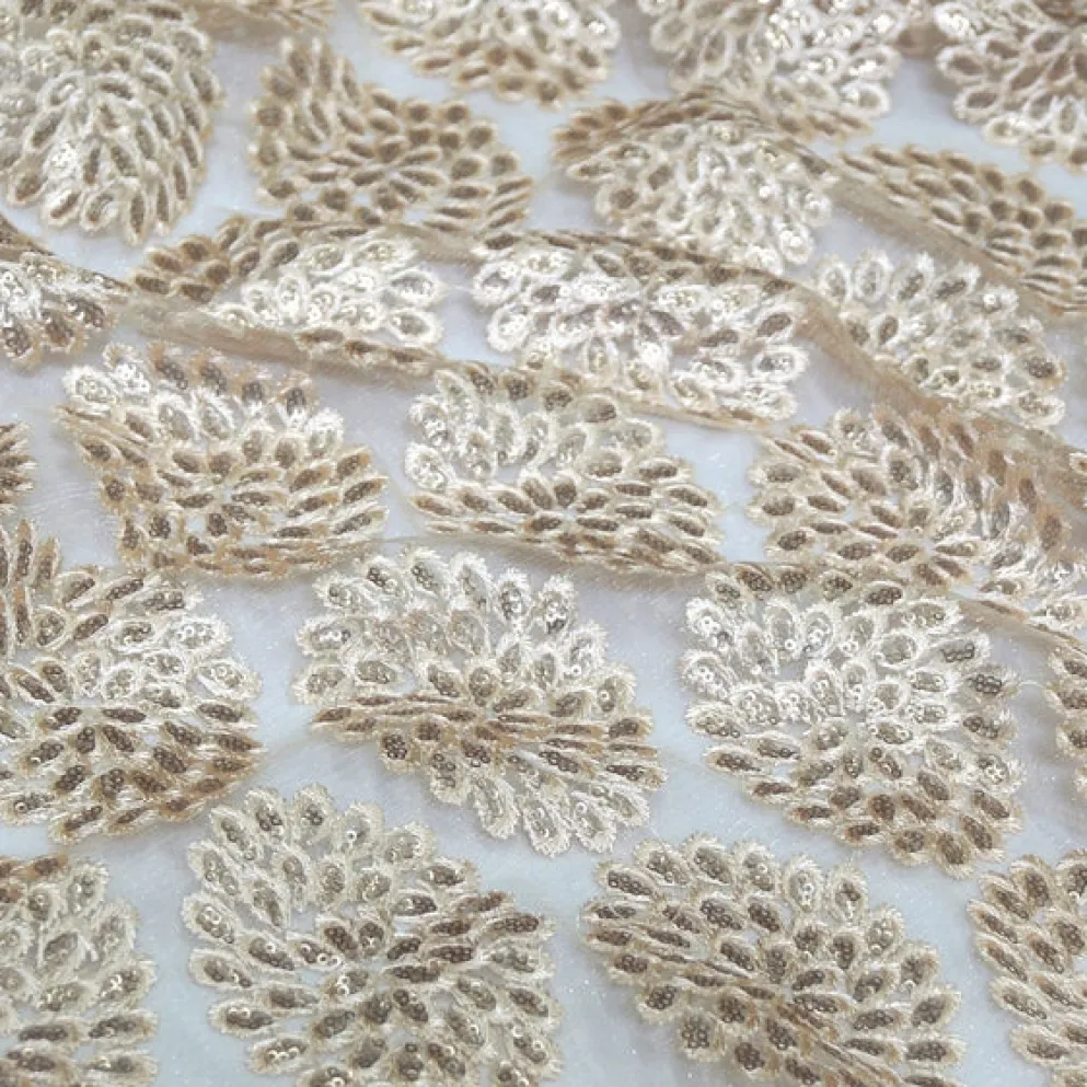 Dahlia Sequins (w/ Poly Lining) Table Napkin in Champagne