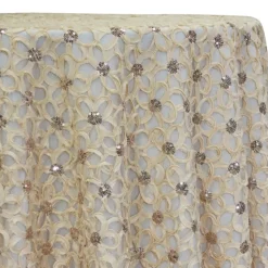 Daisy Sequins Table Linen in Champagne