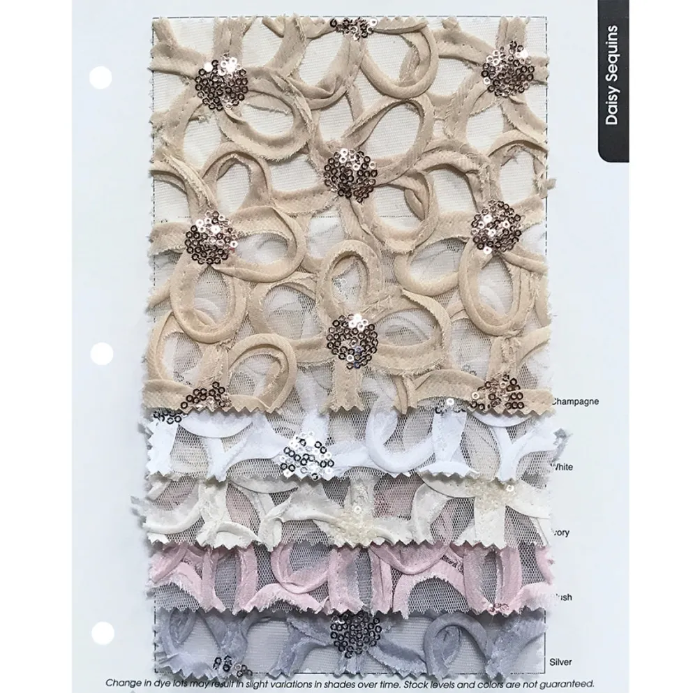 Daisy Sequins Table Linen in Champagne
