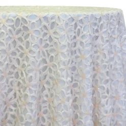 Daisy Sequins Table Linen in Ivory