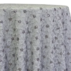 Daisy Sequins Table Linen in Silver