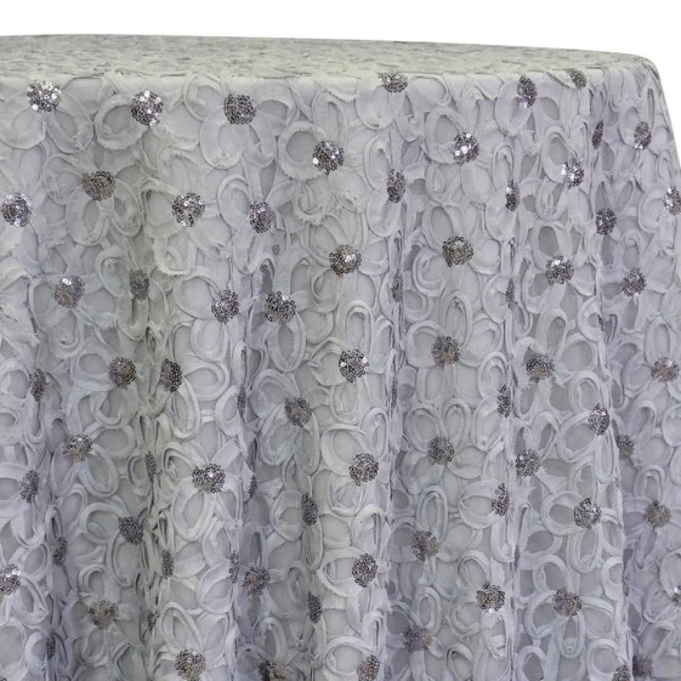 Daisy Sequins Table Linen in Silver
