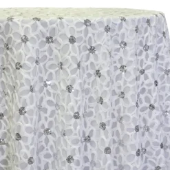 Daisy Sequins Table Linen in White