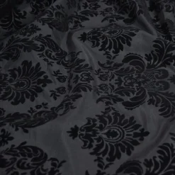 Damask Flocking Taffeta Table Linen in Black on Black