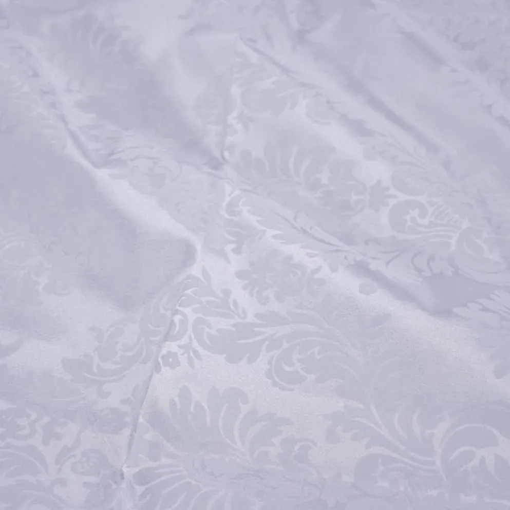Damask Flocking Taffeta Table Runner in White on White
