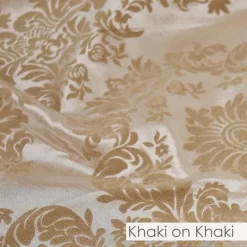 Damask Flocking Taffeta Table Runner in Khaki on Khaki