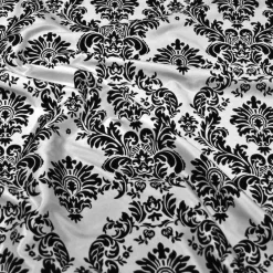 Damask Flocking Taffeta Table Runner in Black on White