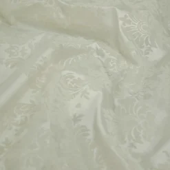 Damask Flocking Taffeta Table Linen in Ivory on Ivory