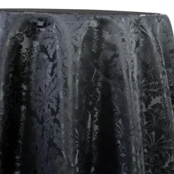 Damask Poly Table Linen in Black