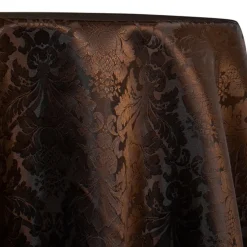 Damask Poly Table Linen in Brown 1266