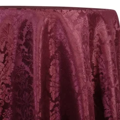 Damask Poly Table Linen in Burgundy