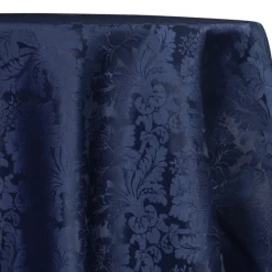 Damask Poly Table Linen in Navy 1245