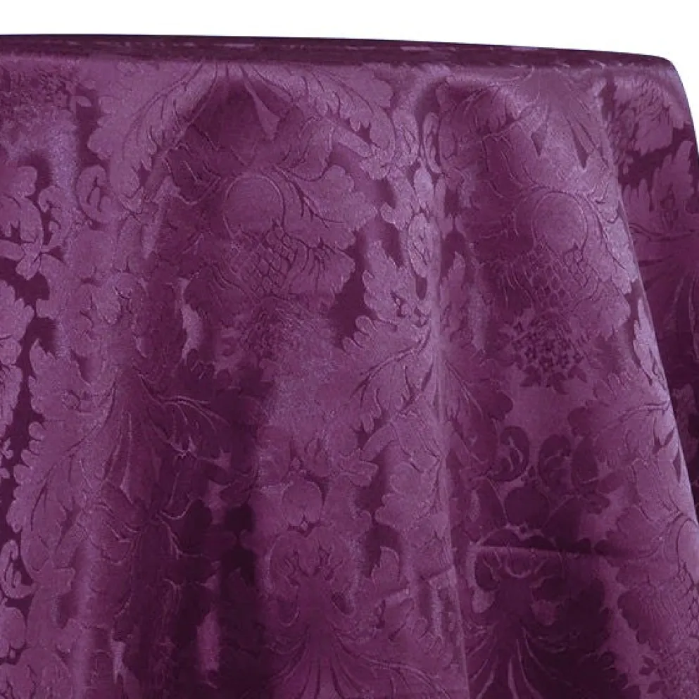 Damask Poly Table Linen in Raisin 1356
