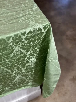 Damask Poly Table Linen in Sage 1152