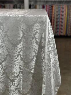 Damask Poly Table Linen in Silver 1310