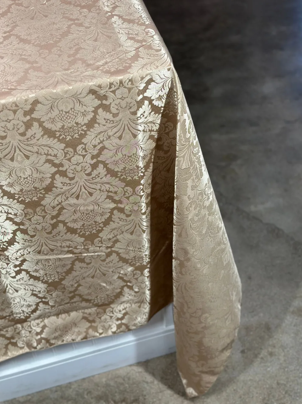 Damask Poly Table Linen in Taupe 1189