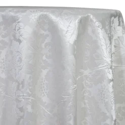 Damask Poly Table Linen in White