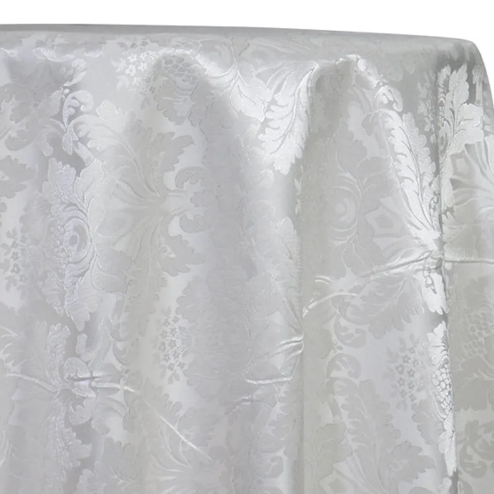 Damask Poly Table Linen in White