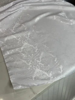 Damask Poly Table Linen in White