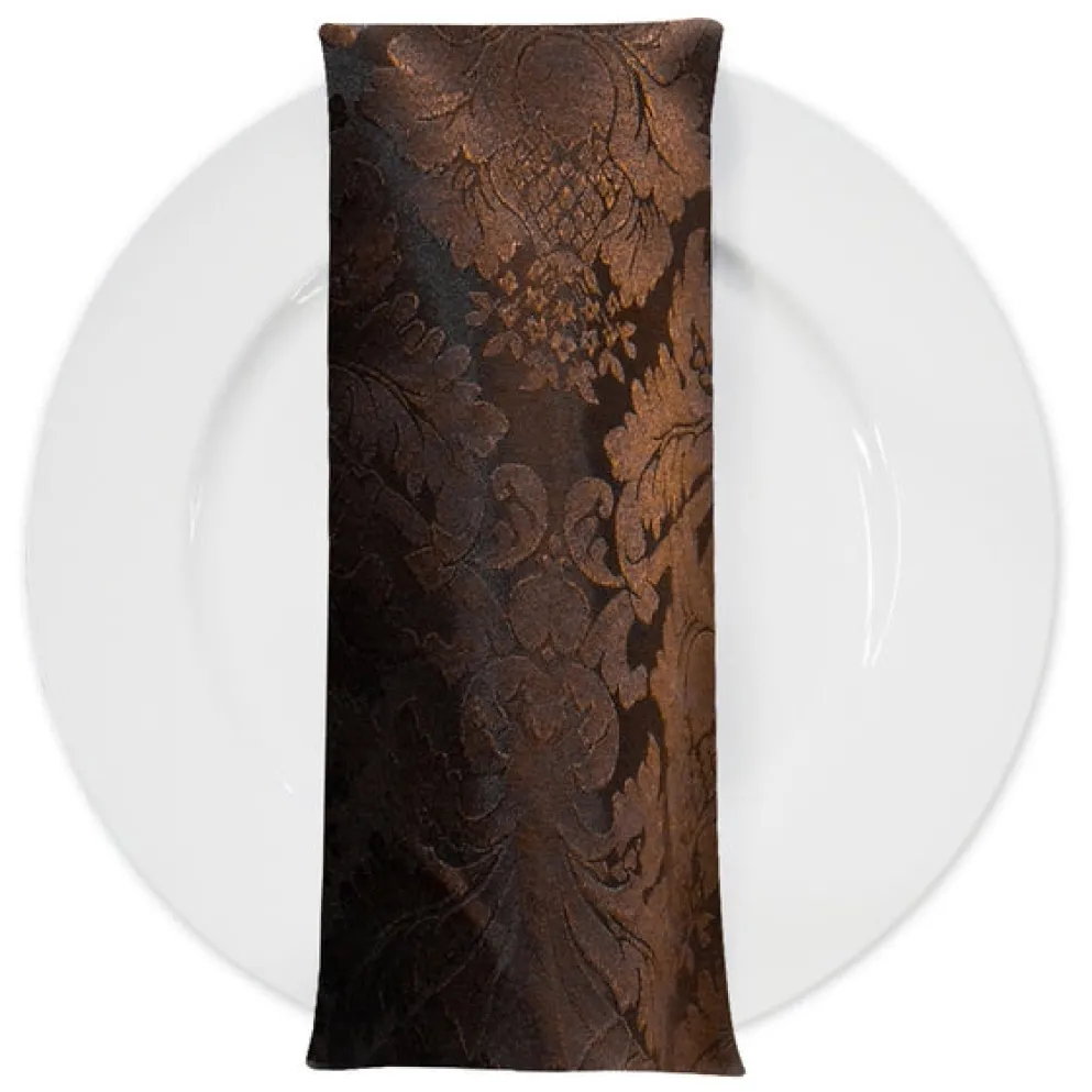 Damask Poly Table Napkin in Brown 1266