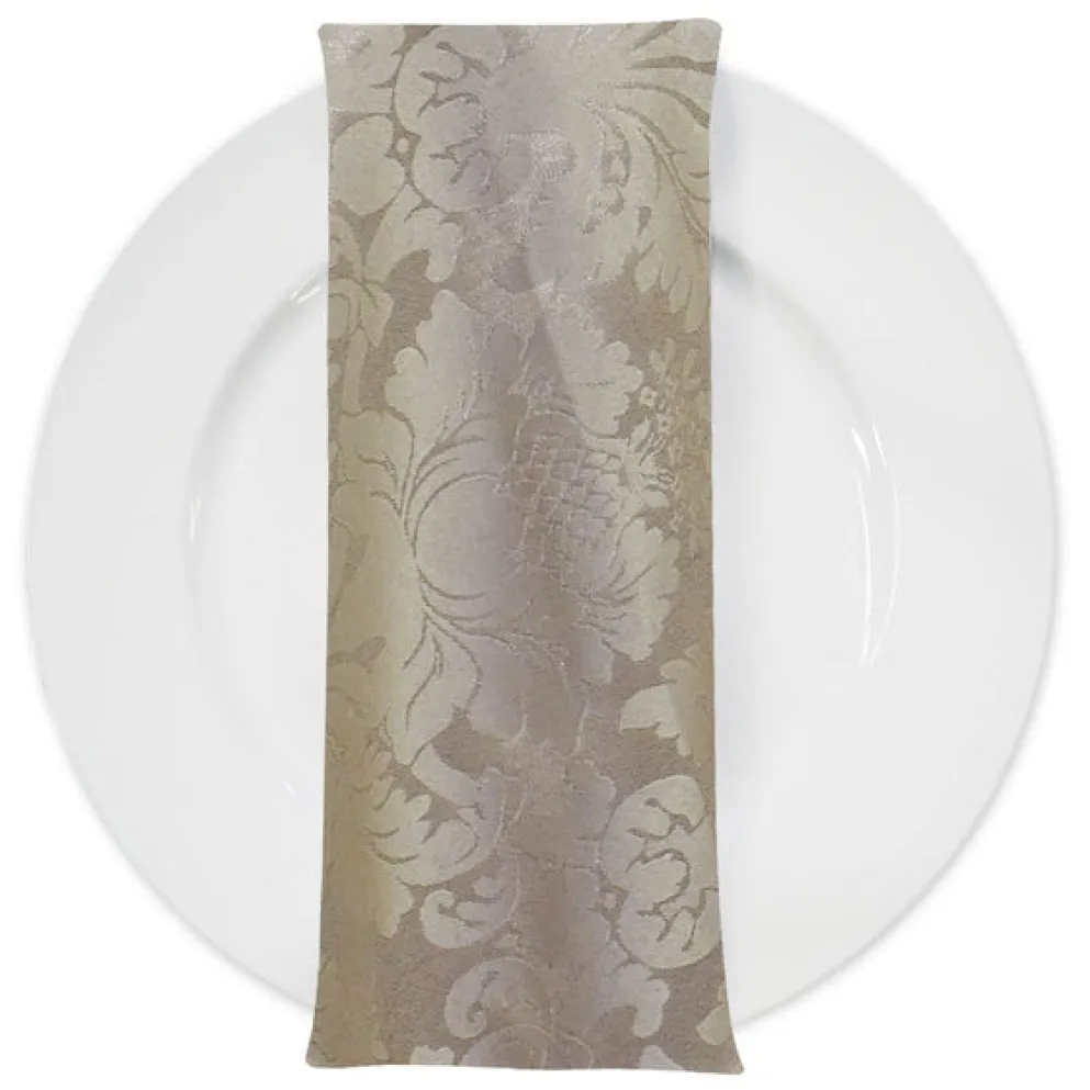 Damask Poly Table Napkin in Taupe 1189