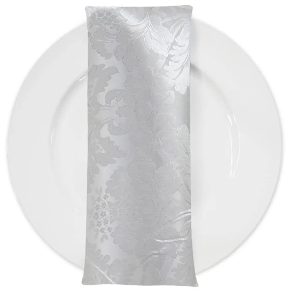 Damask Poly Table Napkin in White