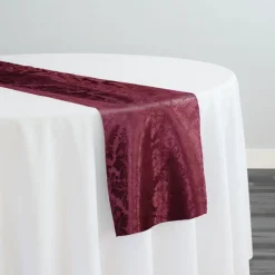Damask Poly Table Runner in Burgundy