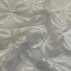 Delano Sequins Table Linen in White and White