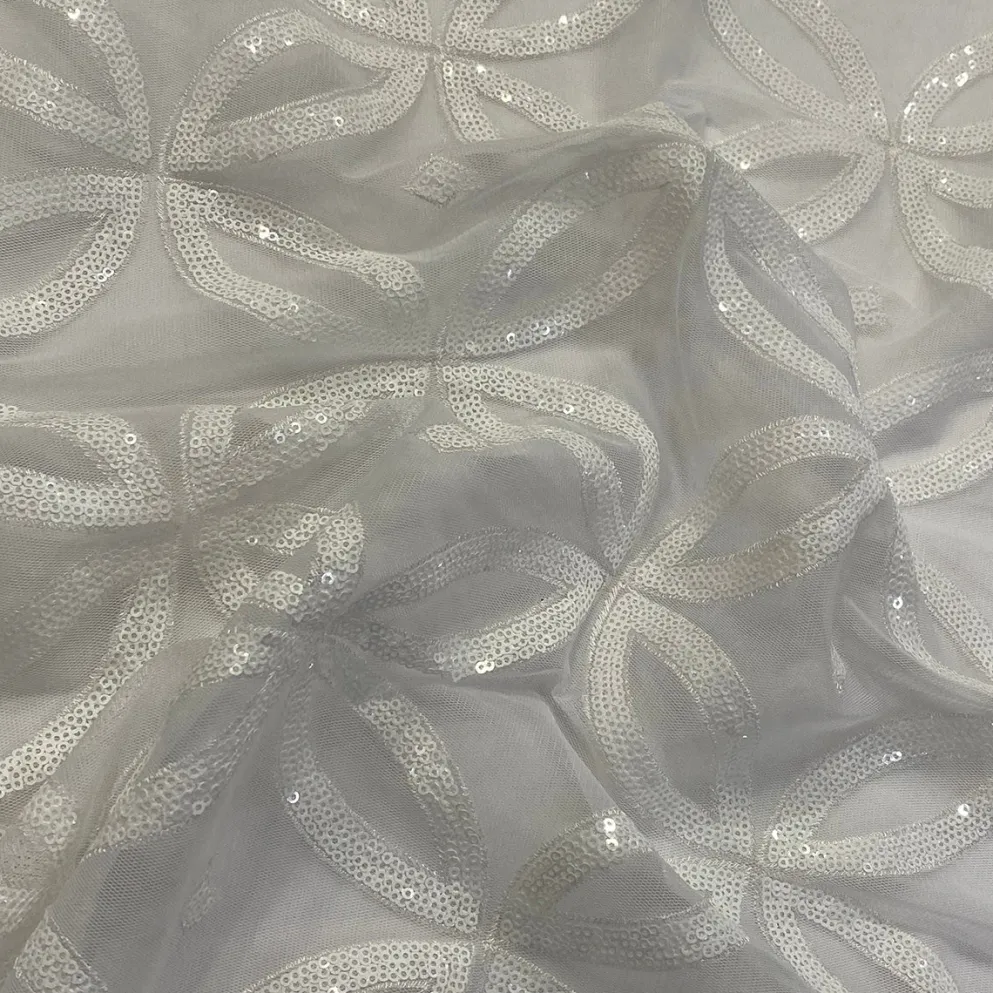 Delano Sequins Table Runner in White