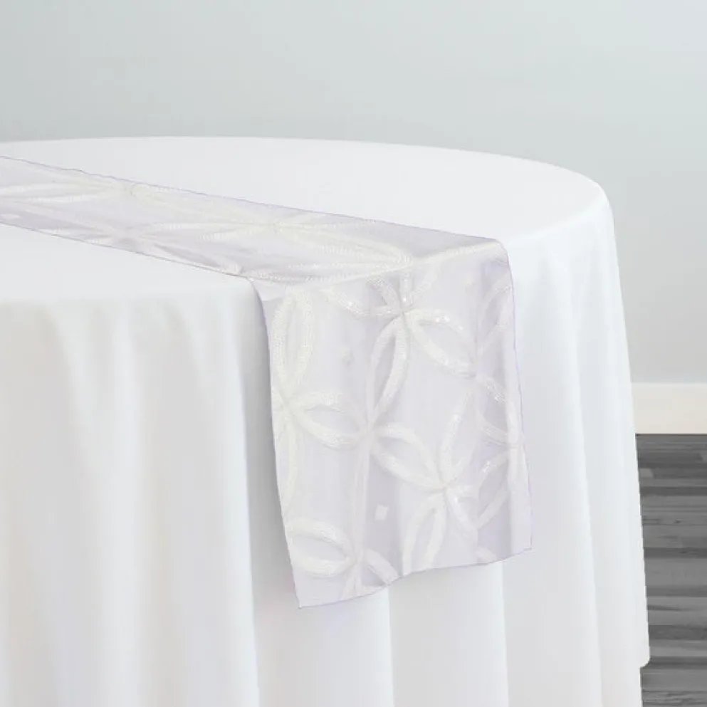 Delano Sequins Table Runner in White