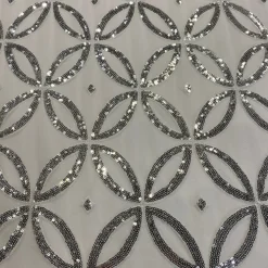 Delano Sequins Table Runner in Silver and White