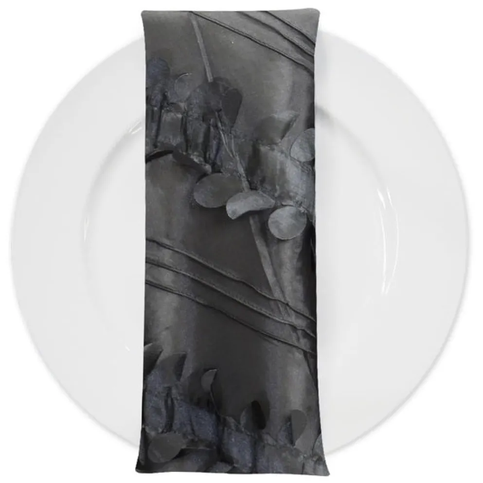 Diagonal Taffeta Table Napkin in Black