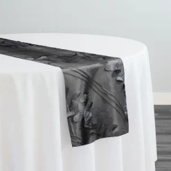 Diagonal Taffeta Table Runner in Black