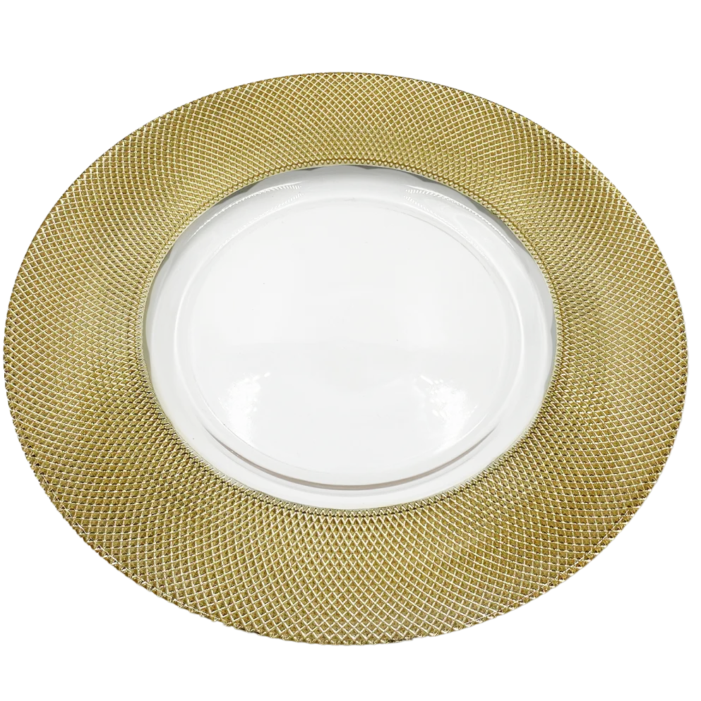 Dotted - Glass Charger Plate in Gold (Item # 0027)