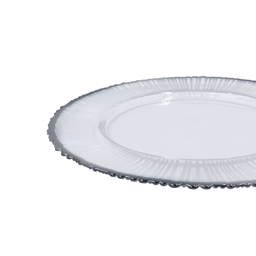 Eclipse - Glass Charger Plate in Silver (Item # 0309-R)