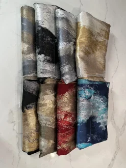 Element Jacquard Table Linen in Red and Gold