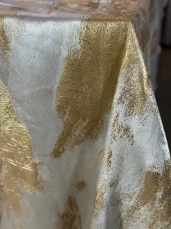 Element Jacquard Table Linen in Gold and Off-White
