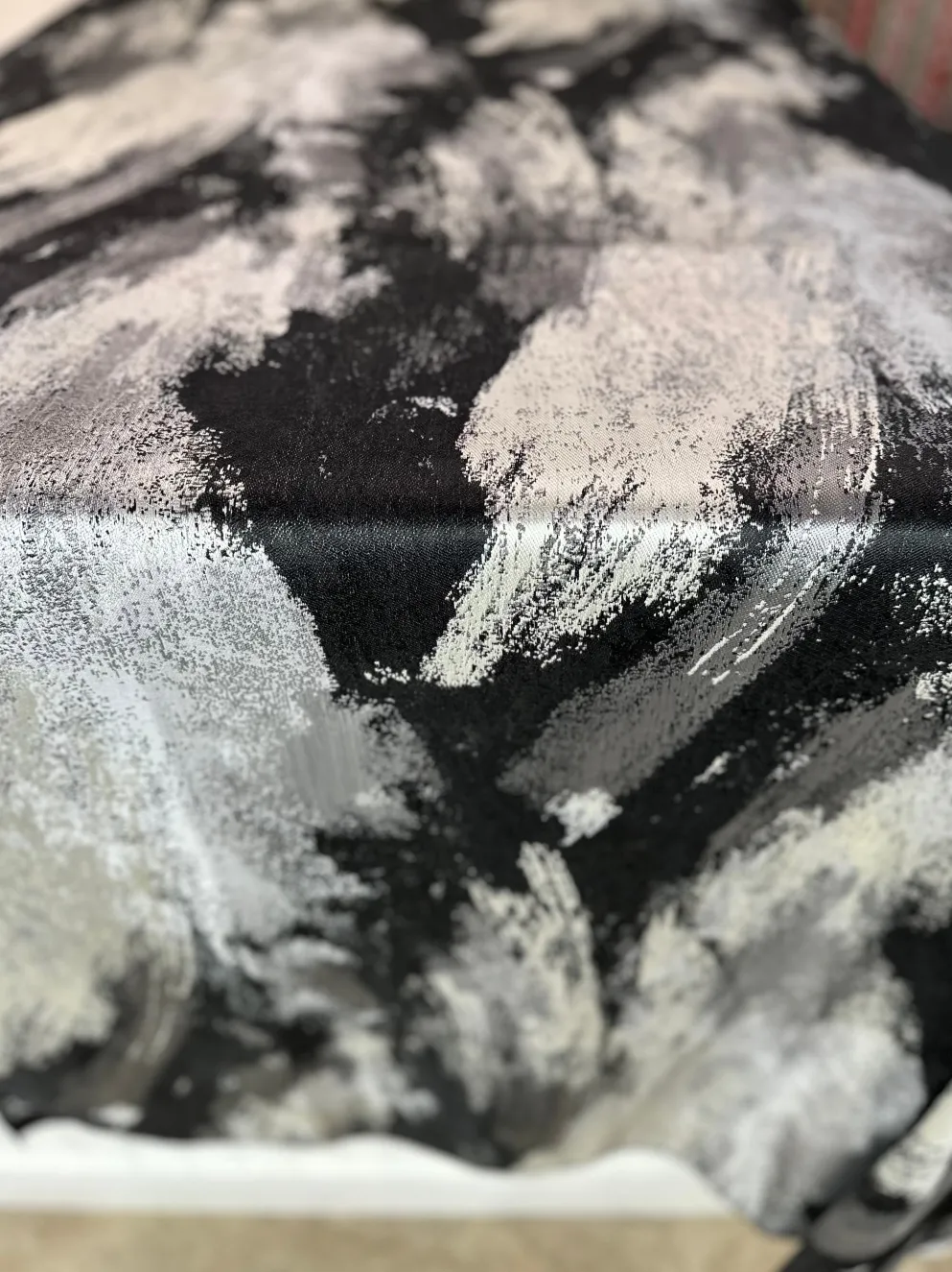 Element Jacquard Table Linen in Black and Silver