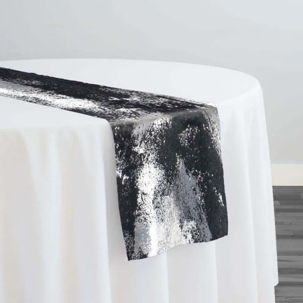 Element Jacquard Table Runner in Black and Silver