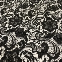 English Lace Table Linen in Black