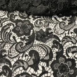 English Lace Table Linen in Black