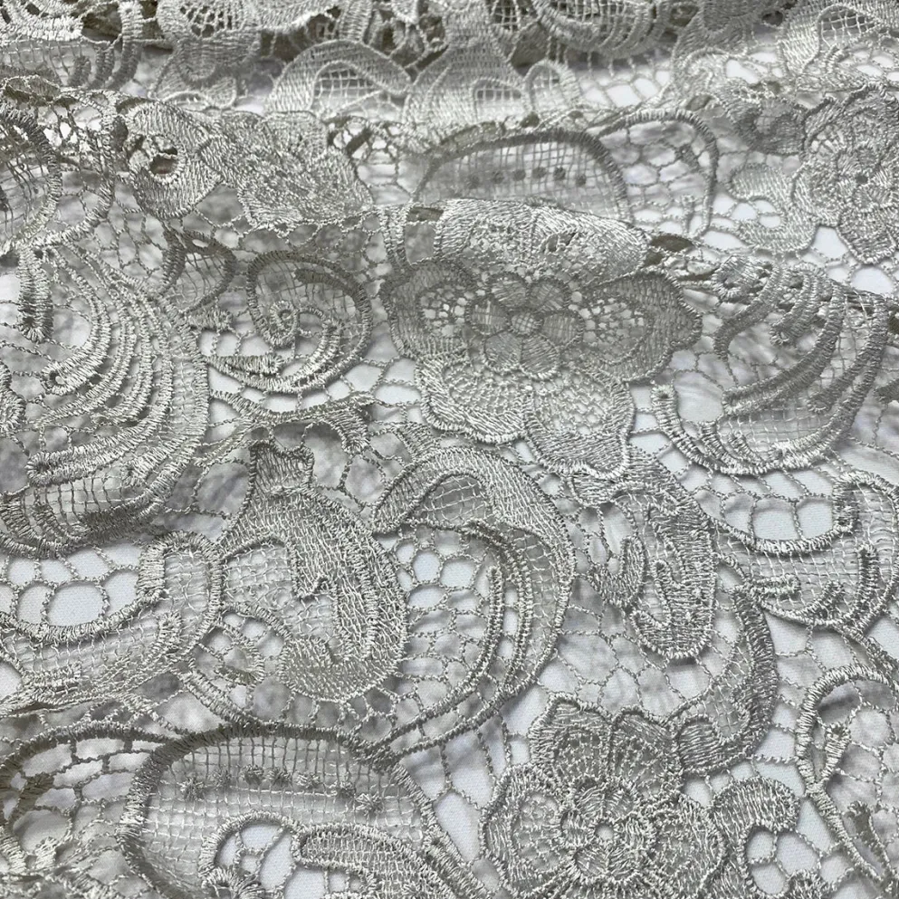 English Lace Table Linen in Silver