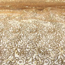 Fiori Leaf Sequins Table Linen in Gold