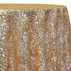 Fiori Leaf Sequins Table Linen in Gold
