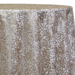 Fiori Leaf Sequins Table Linen in Champagne
