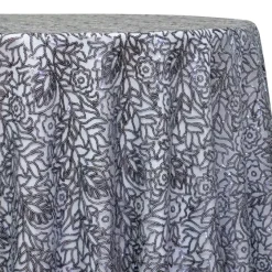 Fiori Leaf Sequins Table Linen in Grey