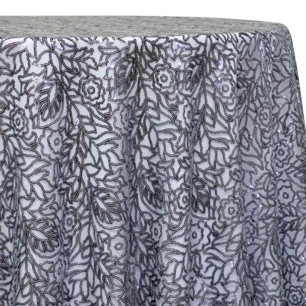Fiori Leaf Sequins Table Linen in Grey